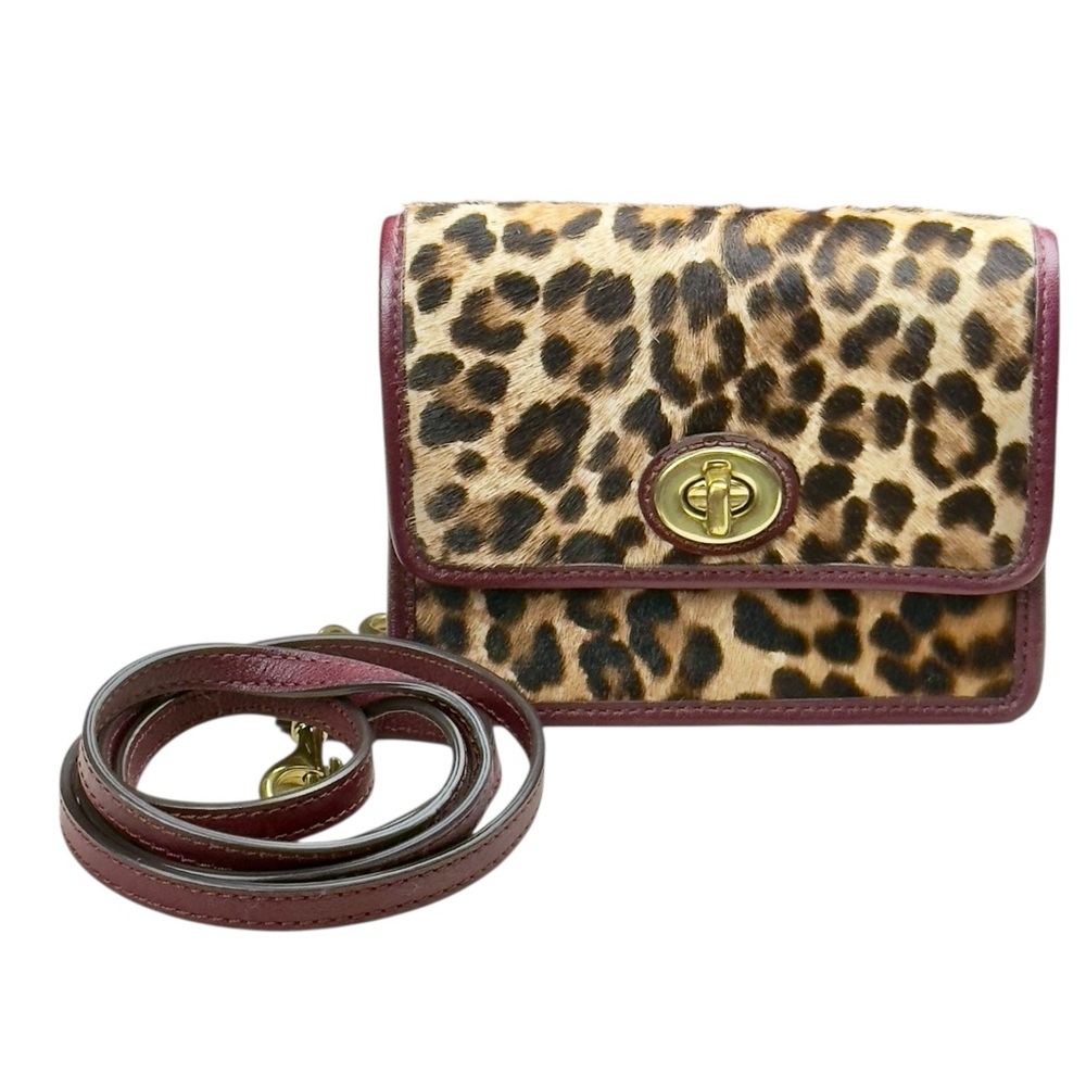 Authentic Coach Leopard Animal Print Haircalf Mini Crossbody Shoulder Bag - Picture 2 of 15